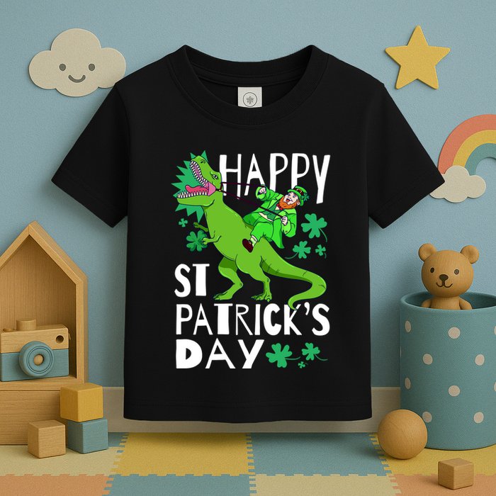 Happy St. Patrick's Day TRex Leprechaun Irish Clover Toddler T-Shirt