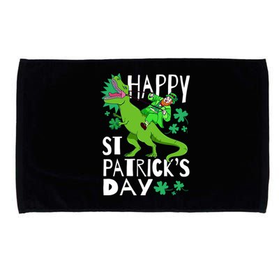 Happy St. Patrick's Day TRex Leprechaun Irish Clover Microfiber Hand Towel