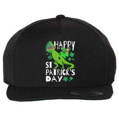 Happy St. Patrick's Day TRex Leprechaun Irish Clover Wool Snapback Cap