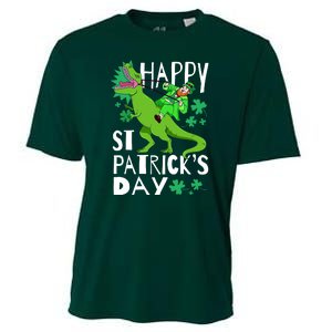 Happy St. Patrick's Day TRex Leprechaun Irish Clover Cooling Performance Crew T-Shirt