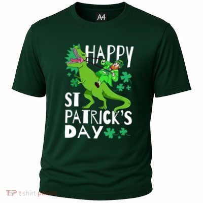 Happy St. Patrick's Day TRex Leprechaun Irish Clover Cooling Performance Crew T-Shirt