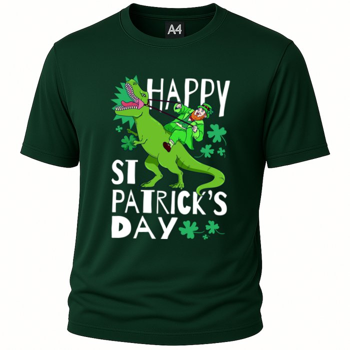 Happy St. Patrick's Day TRex Leprechaun Irish Clover Performance Shirt