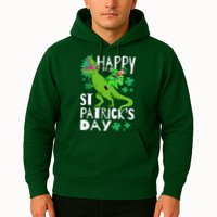 Happy St. Patrick's Day TRex Leprechaun Irish Clover Hoodie