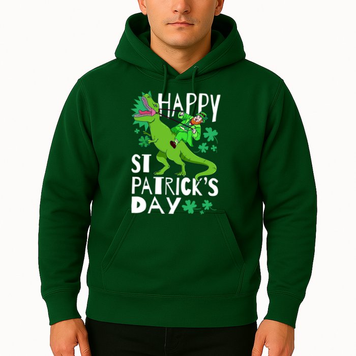 Happy St. Patrick's Day TRex Leprechaun Irish Clover Hoodie