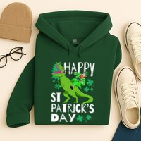 Happy St. Patrick's Day TRex Leprechaun Irish Clover Hoodie