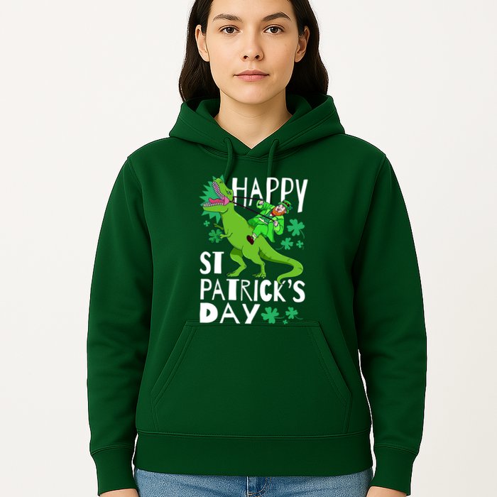 Happy St. Patrick's Day TRex Leprechaun Irish Clover Hoodie