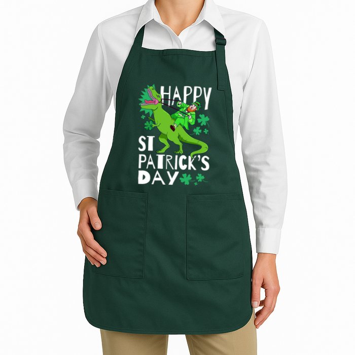 Happy St. Patrick's Day TRex Leprechaun Irish Clover Apron