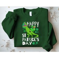 Happy St. Patrick's Day TRex Leprechaun Irish Clover Sweatshirt