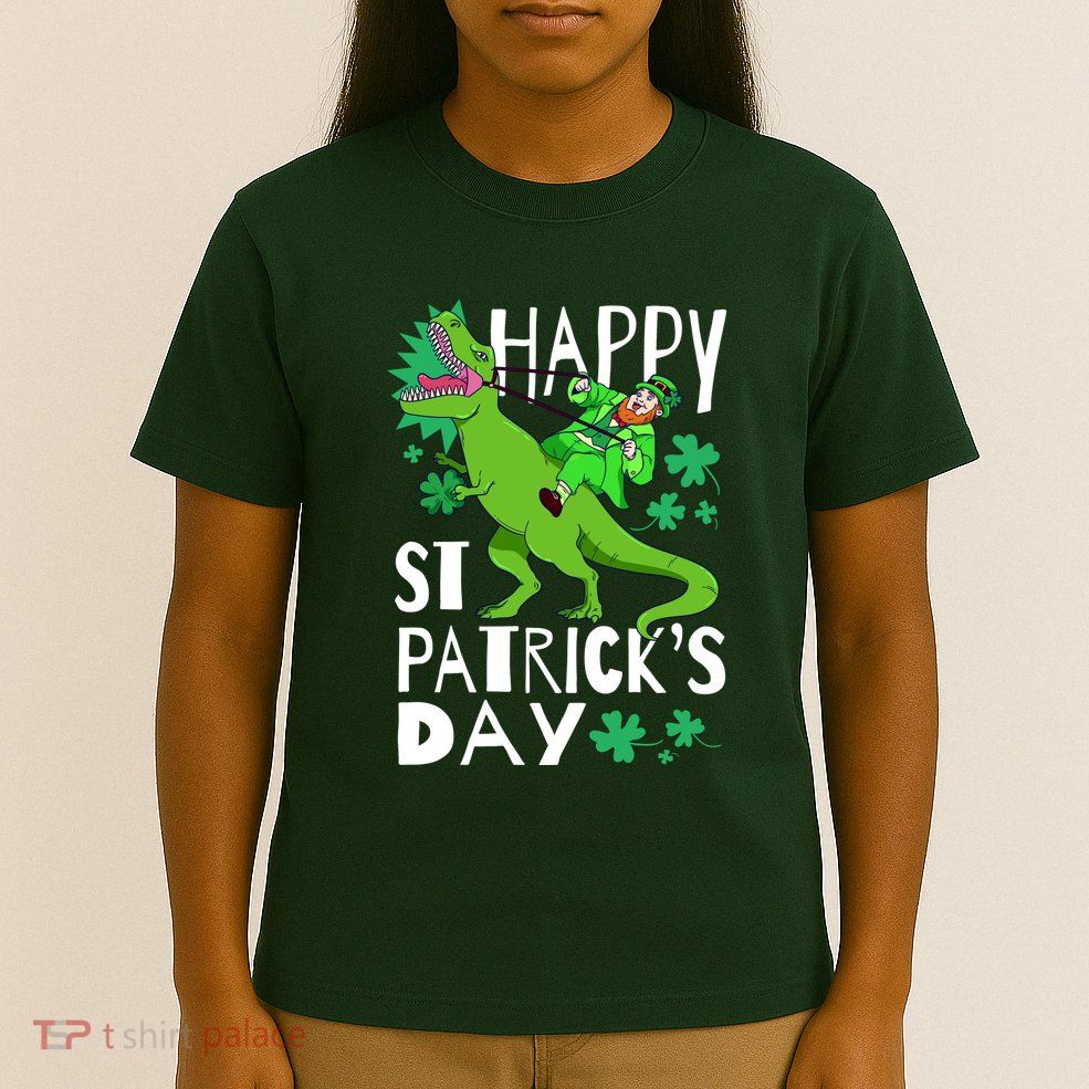 Happy St. Patrick's Day TRex Leprechaun Irish Clover T-Shirt