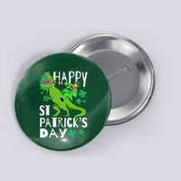 Happy St. Patrick's Day TRex Leprechaun Irish Clover Button