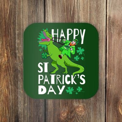 Happy St. Patrick's Day TRex Leprechaun Irish Clover Coaster