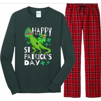 Happy St. Patrick's Day TRex Leprechaun Irish Clover Long Sleeve Pajama Set