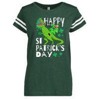 Happy St. Patrick's Day TRex Leprechaun Irish Clover Enza Ladies Jersey Football T-Shirt