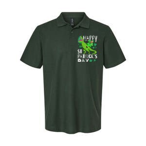 Happy St. Patrick's Day TRex Leprechaun Irish Clover Softstyle Adult Sport Polo