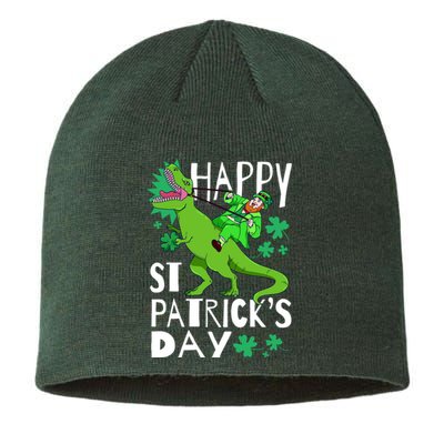 Happy St. Patrick's Day TRex Leprechaun Irish Clover Sustainable Beanie