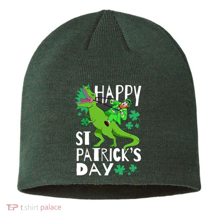 Happy St. Patrick's Day TRex Leprechaun Irish Clover Sustainable Beanie