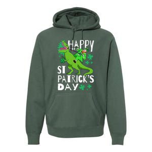 Happy St. Patrick's Day TRex Leprechaun Irish Clover Premium Hoodie