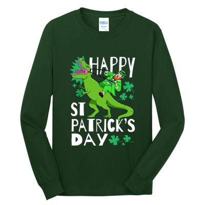 Happy St. Patrick's Day TRex Leprechaun Irish Clover Tall Long Sleeve T-Shirt