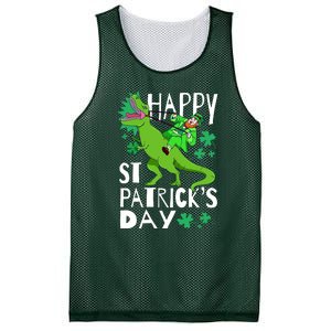 Happy St. Patrick's Day TRex Leprechaun Irish Clover Mesh Reversible Basketball Jersey Tank