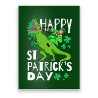 Happy St. Patrick's Day TRex Leprechaun Irish Clover Poster