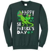 Happy St. Patrick's Day TRex Leprechaun Irish Clover Tall Sweatshirt