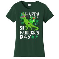 Happy St. Patrick's Day TRex Leprechaun Irish Clover Women's T-Shirt