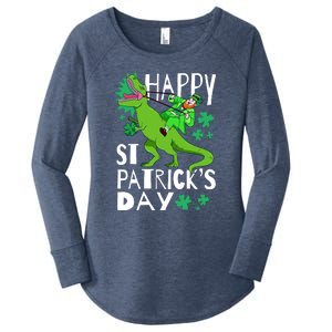 Happy St. Patrick's Day TRex Leprechaun Irish Clover Women's Perfect Tri Tunic Long Sleeve Shirt