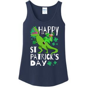 Happy St. Patrick's Day TRex Leprechaun Irish Clover Ladies Essential Tank