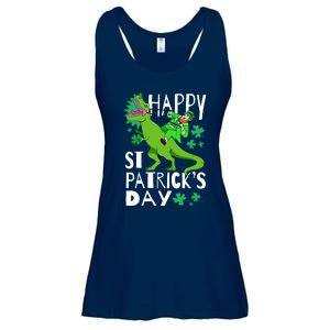 Happy St. Patrick's Day TRex Leprechaun Irish Clover Ladies Essential Flowy Tank