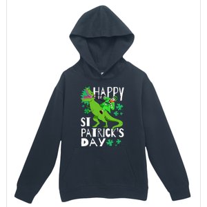 Happy St. Patrick's Day TRex Leprechaun Irish Clover Urban Pullover Hoodie