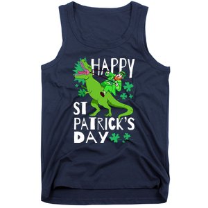 Happy St. Patrick's Day TRex Leprechaun Irish Clover Tank Top