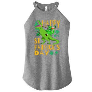 Happy St. Patrick's Day TRex Leprechaun Irish Clover Women's Perfect Tri Rocker Tank