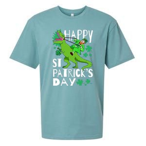 Happy St. Patrick's Day TRex Leprechaun Irish Clover Sueded Cloud Jersey T-Shirt