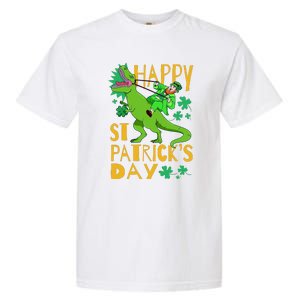 Happy St. Patrick's Day TRex Leprechaun Irish Clover Garment-Dyed Heavyweight T-Shirt