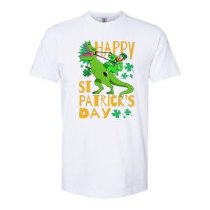 Happy St. Patrick's Day TRex Leprechaun Irish Clover Softstyle CVC T-Shirt