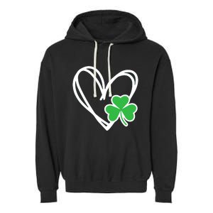 Heart St Patricks Day Shamrock Irish Garment-Dyed Fleece Hoodie