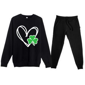 Heart St Patricks Day Shamrock Irish Premium Crewneck Sweatsuit Set