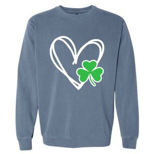 Heart St Patricks Day Shamrock Irish Garment-Dyed Sweatshirt