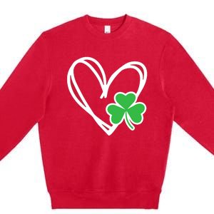 Heart St Patricks Day Shamrock Irish Premium Crewneck Sweatshirt