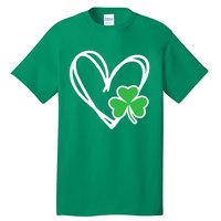 Heart St Patricks Day Shamrock Irish Tall T-Shirt