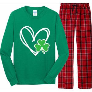 Heart St Patricks Day Shamrock Irish Long Sleeve Pajama Set