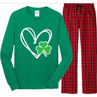 Heart St Patricks Day Shamrock Irish Long Sleeve Pajama Set