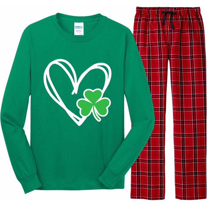 Heart St Patricks Day Shamrock Irish Long Sleeve Pajama Set