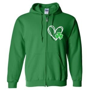 Heart St Patricks Day Shamrock Irish Full Zip Hoodie