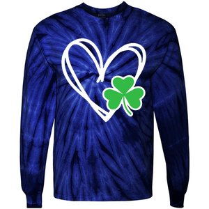 Heart St Patricks Day Shamrock Irish Tie-Dye Long Sleeve Shirt