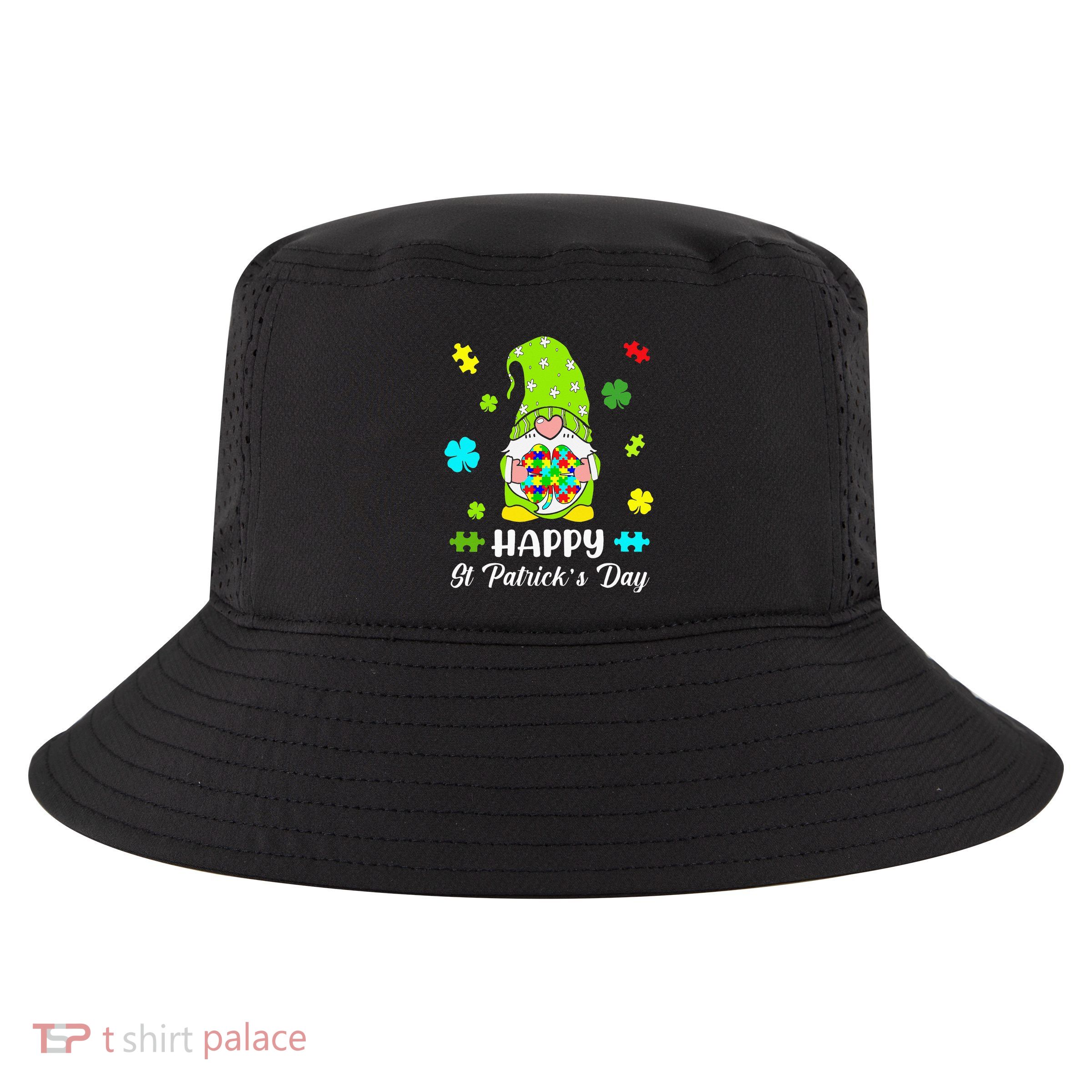 Happy St. Patrick's Day Gnome Tie Dye Shamrock Autism Cool Comfort Performance Bucket Hat