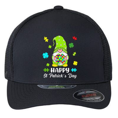 Happy St. Patrick's Day Gnome Tie Dye Shamrock Autism Flexfit Unipanel Trucker Cap
