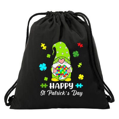 Happy St. Patrick's Day Gnome Tie Dye Shamrock Autism Drawstring Bag