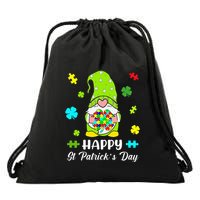 Happy St. Patrick's Day Gnome Tie Dye Shamrock Autism Drawstring Bag