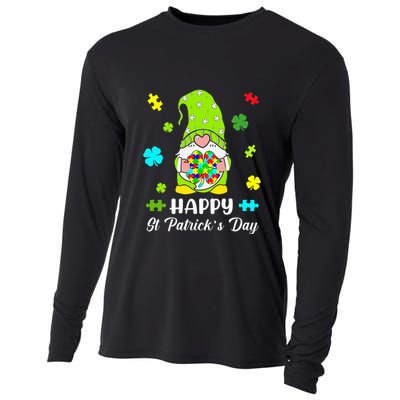 Happy St. Patrick's Day Gnome Tie Dye Shamrock Autism Cooling Performance Long Sleeve Crew
